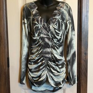 NWOT Daytrip Rouched Long Sleeve Tunic Top Sz L